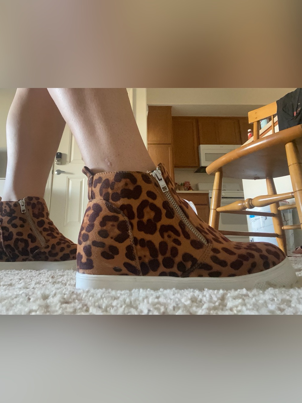 Time and Tru Leopard Print Wedge Bootie - Brown/Black